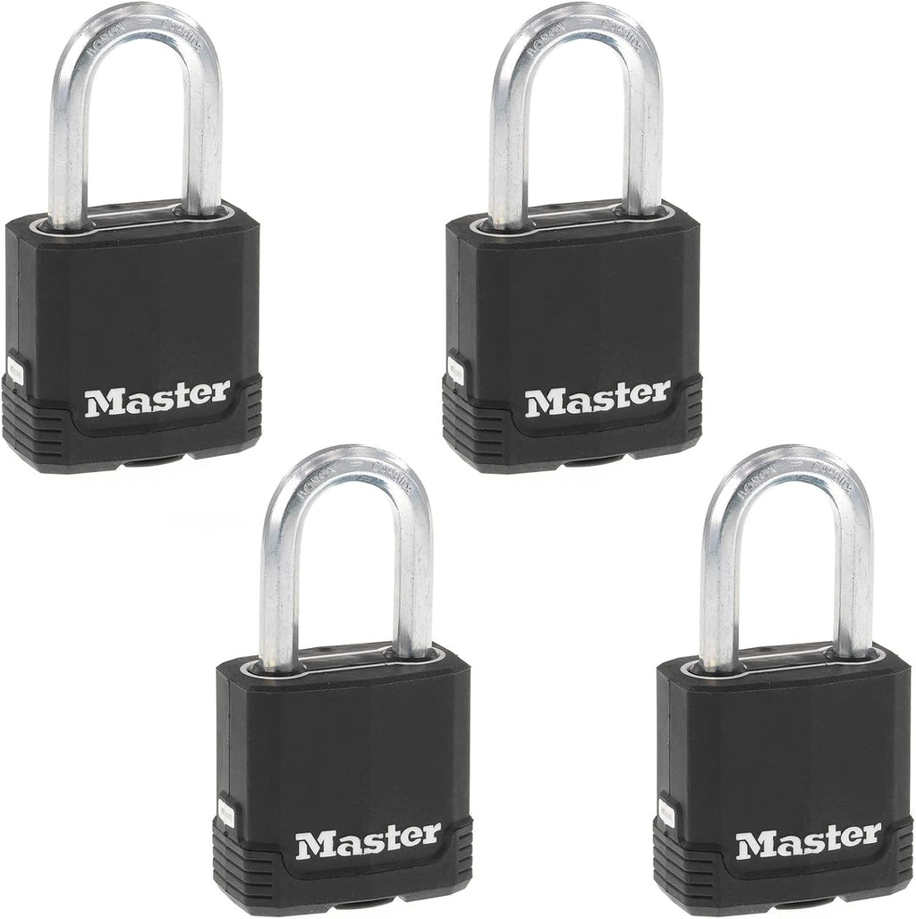 Magnum Outdoor Padlock, Heavy-Duty Keyed Lock, 4-Pack, M115XQLF | 1-7/8-inch Weather Resistant Lock Protects Outdoor