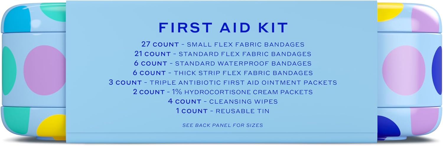 First Aid Kit - Bravery Badges in Flexible Fabric and Waterproof, Singe Use Ointments Triple Antibiotic, Cleansing