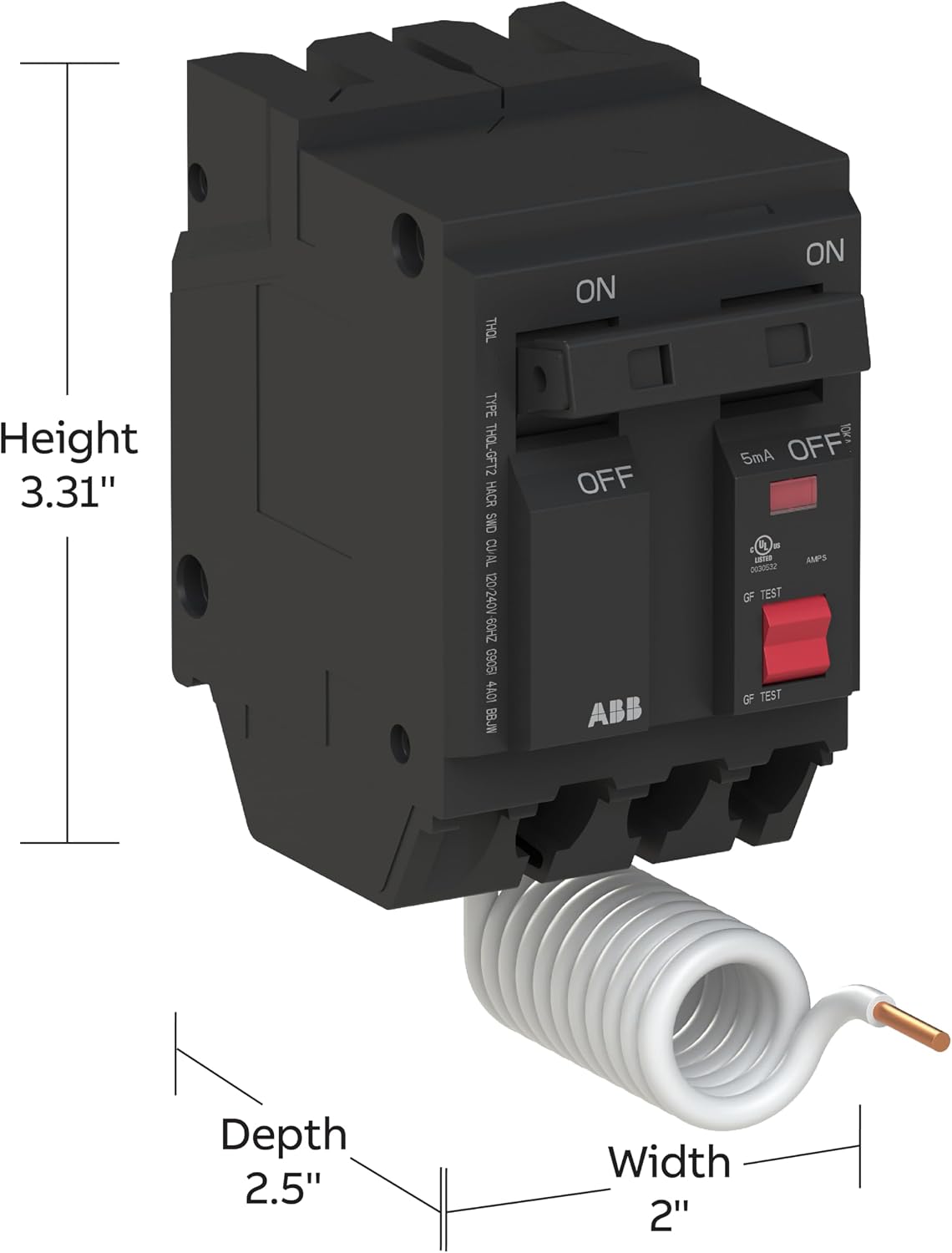 Q-Line THQL2120GFT Ground Fault Circuit Breaker • 20 Amp Double-Pole Breaker • GFCI Protection • 120/240 VAC • 10