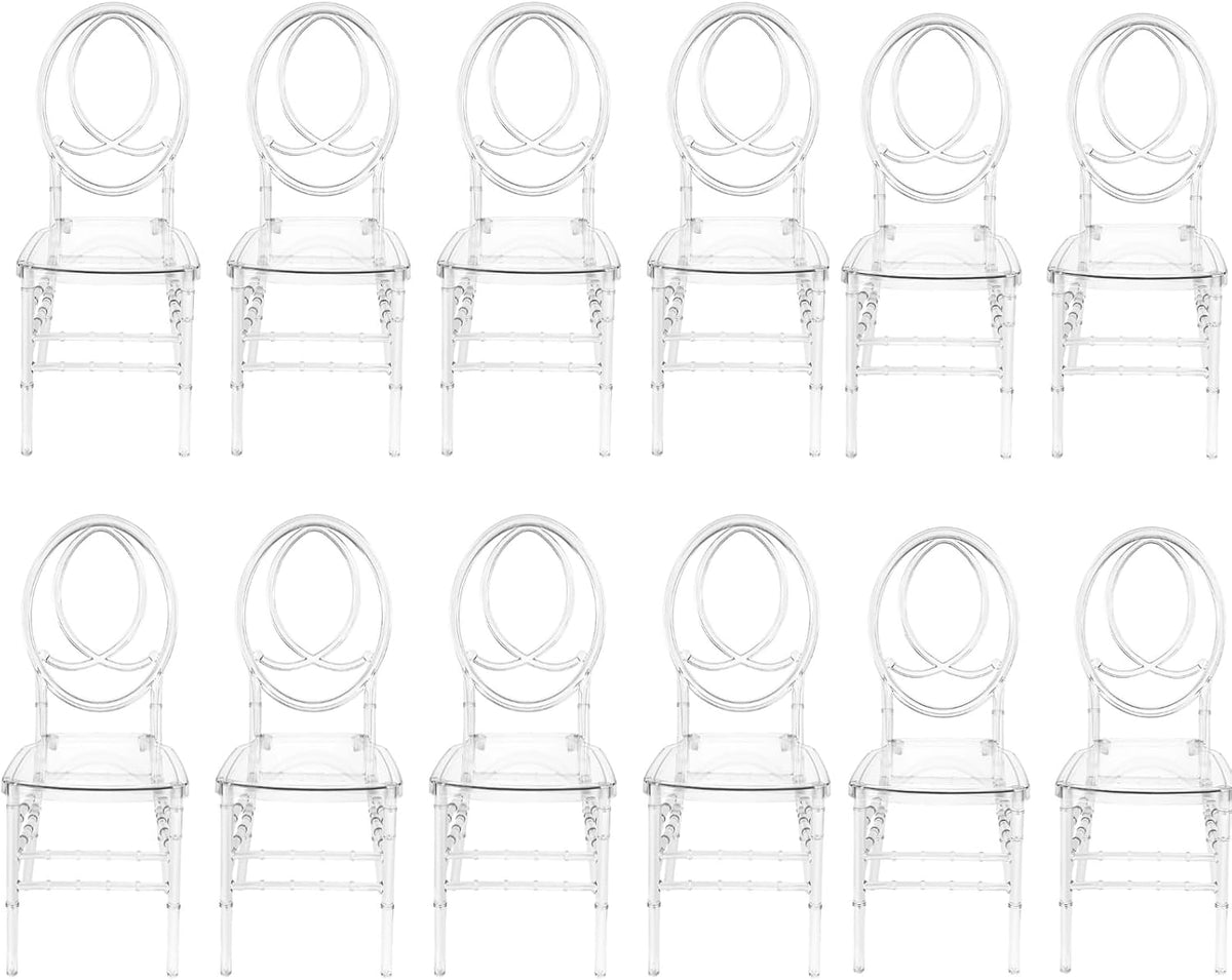 Set of 12 Clear Chiavari Chairs, Event Crystal Chairs Set