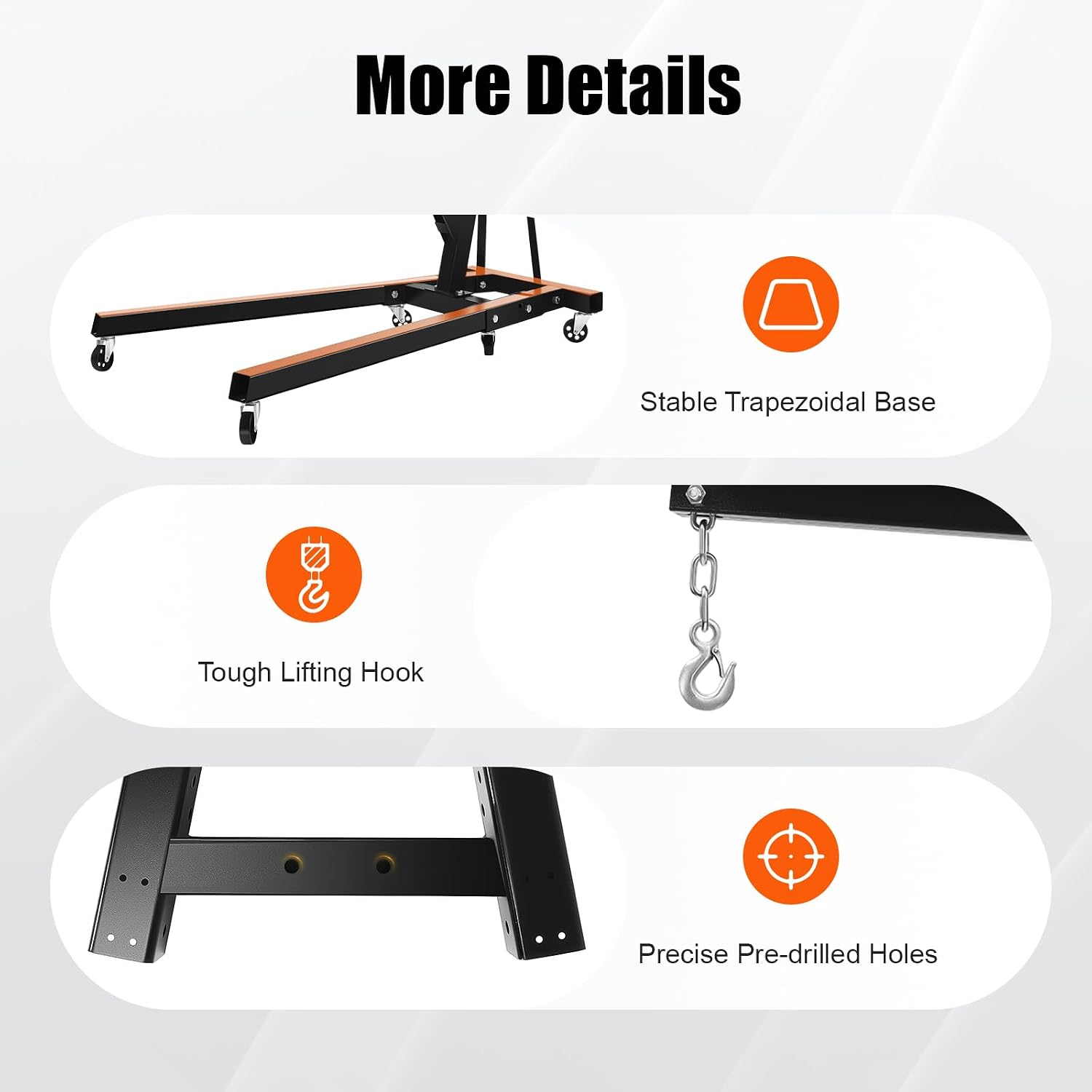 2 Ton Engine Hoist Foldable Cherry Picker,Heavy Duty Engine Lift Hoist,Foldable Hydraulic Shop Crane,6 Iron Caster