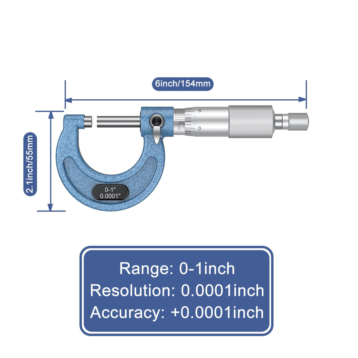 HDLNKAK Outside Micrometer 0-1", 0.0001" Graduation Micrometer Set