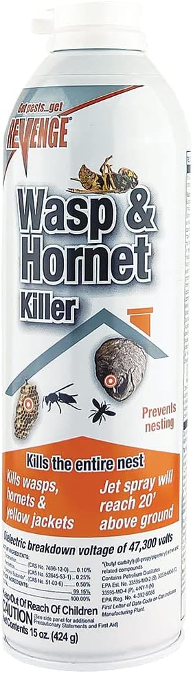 REVENGE Wasp & Hornet Killer Aerosol, 15 oz Ready-to-Use Spray for Wasps, Hornets and Yellow Jackets, Kills Entire Nest