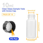 10-Pack 10ml Glass Vials with Screw Caps