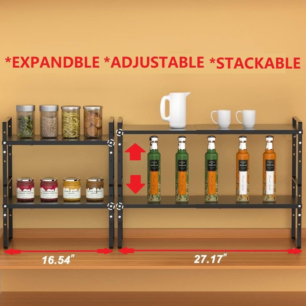 Expandable Stackable Spice Rack Cabinet Shelf Organizer in Cabinets Shelves Kitchen Cupboard Organization Stack up