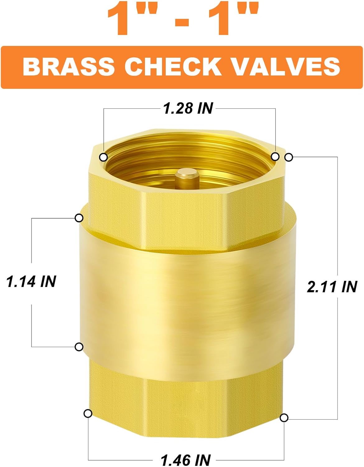 GASHER 2PCS Brass Check Valve 1" Female Thread, Backflow Prevention, One Way Check Valves(new)