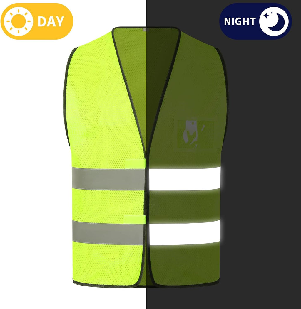 Reflective High Visibility Safety Vest for Men Women ANSI Class 2 Hi Vis Safety Vests Mesh Fabric Neon Work Jacket