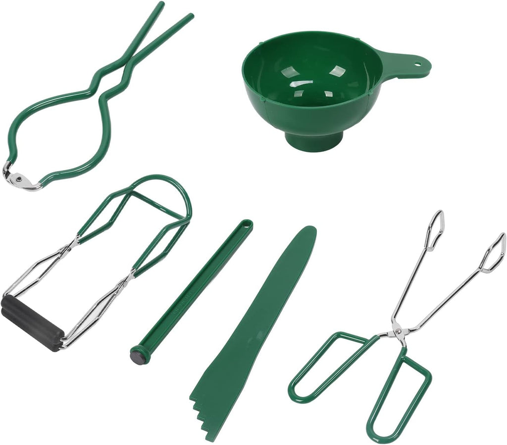 6 Pcs Canning Kit - Canning Funnel, Tong, Bubble Popper, Jar Wrench, Lifter & Magnetic Lid Lifter for Home Jam Making