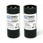 2 Pack TEMCo 378-454 uF MFD CD60 Start Capacitor 110-125V AC Round | 50/60 Hz Motor Start Capacitor for HVAC, Compressor, Pump