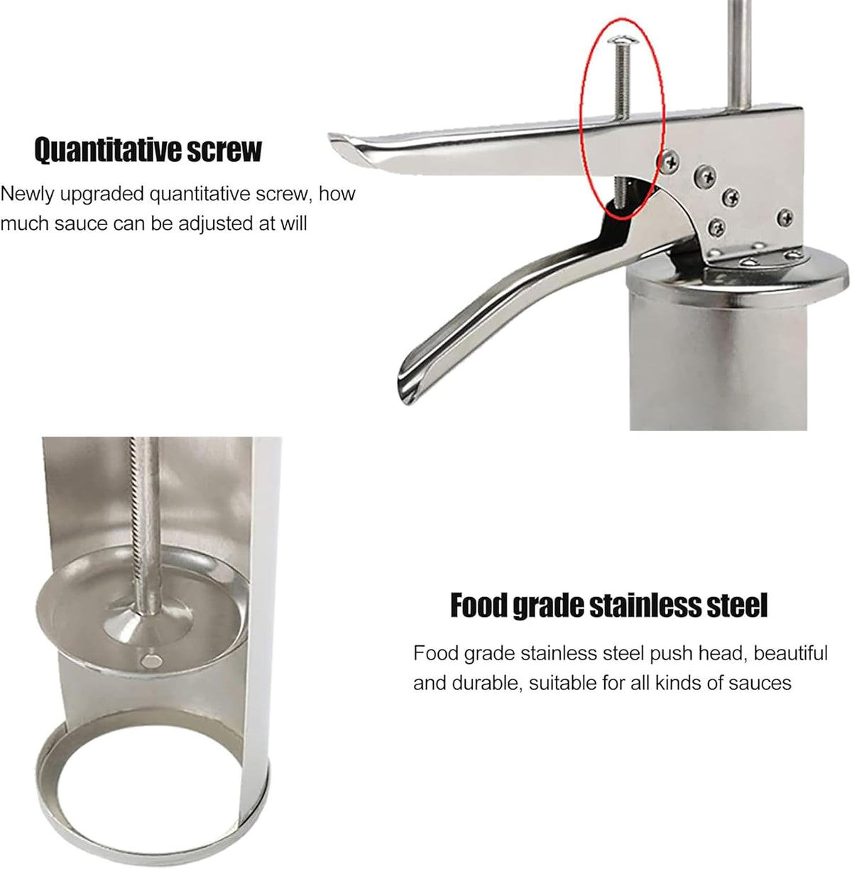 Burger Sauce Gun, Quantitative Sauce Dispenser with 650ML Dispenser Bottles