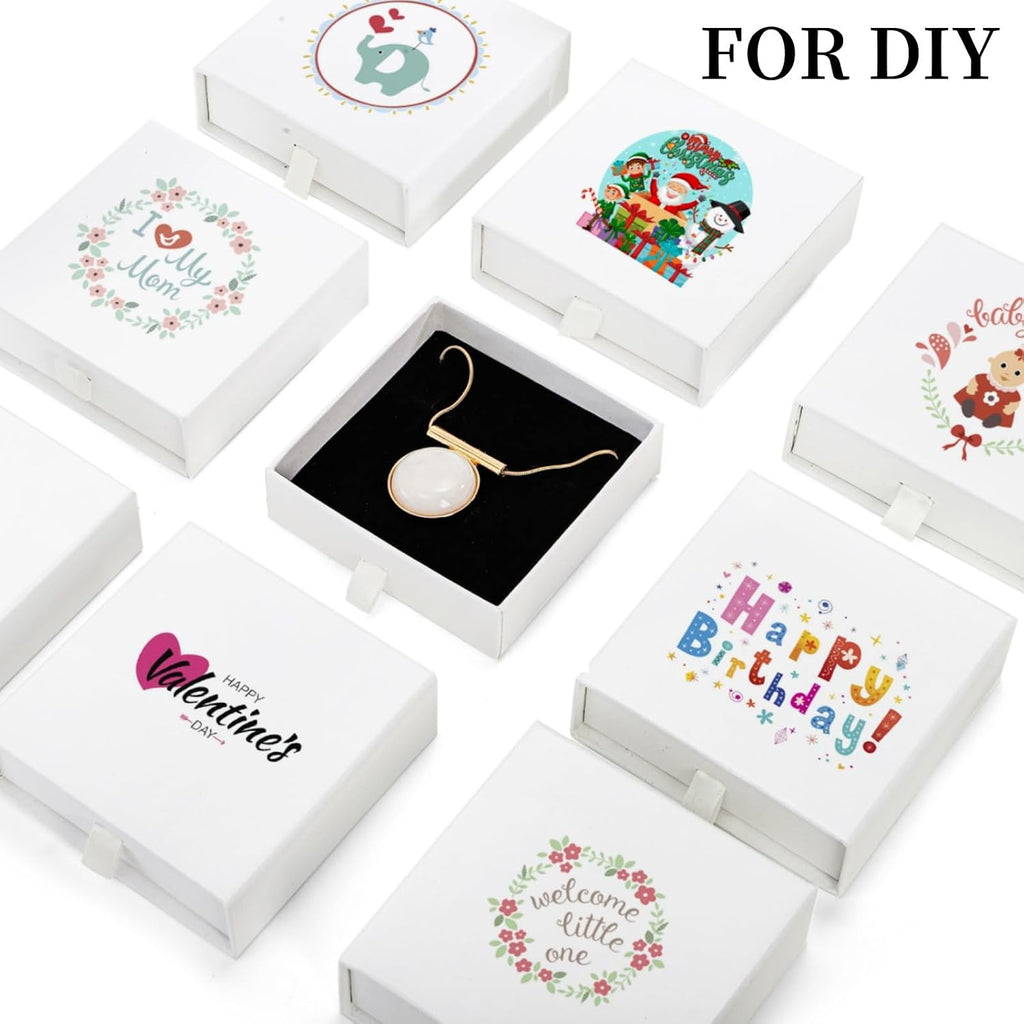 24 Pack White Cardboard Jewelry Gift Boxes Bulk, 3.5x3.5x1.2 Inch