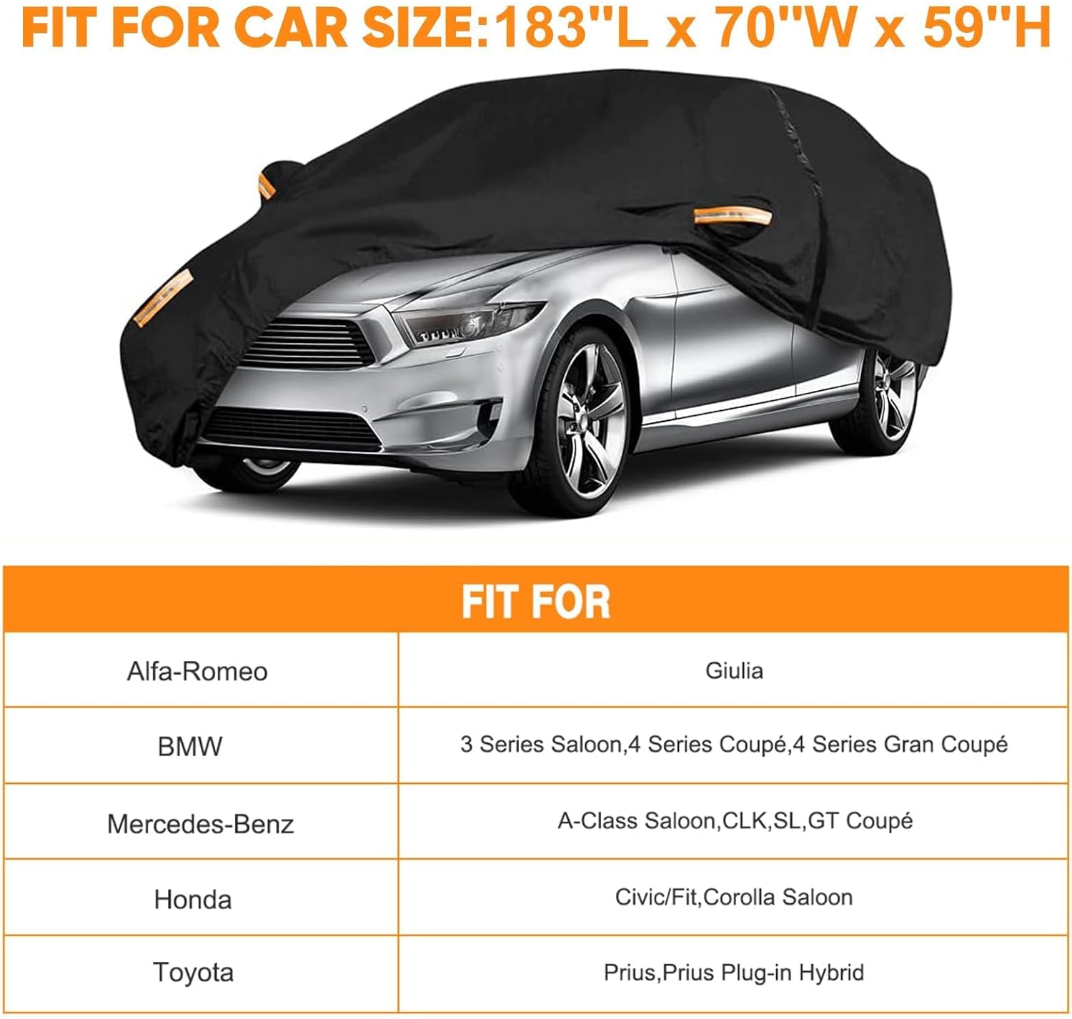 Sedan Car Cover Waterproof Heavy Duty All Weather Protection Snow Anti-UV Windproof Outdoor Full Car Cover Fit for
