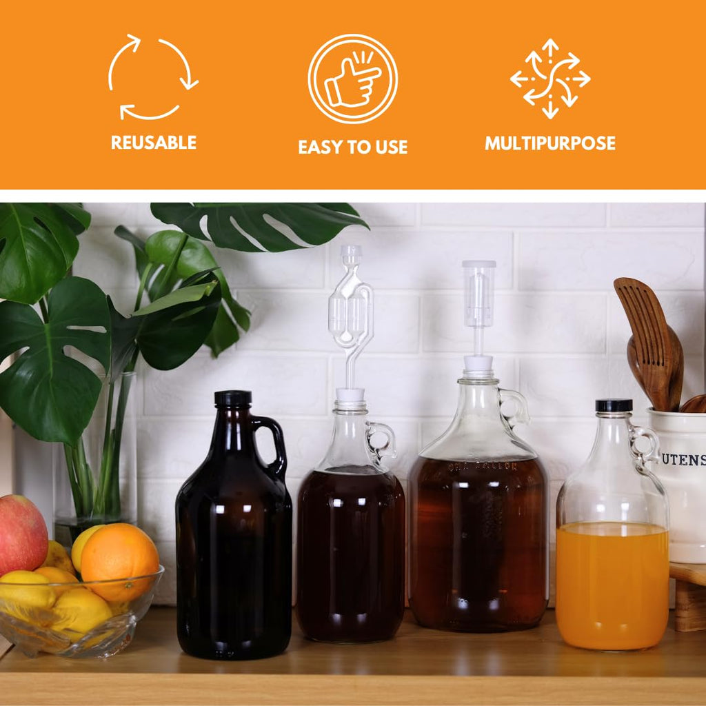 Shepherd Made Mead Making Kit - 1 Gallon Jug Fermentation Set with Clear Glass Fermentation Jar, 3pc Airlocks, Rubber