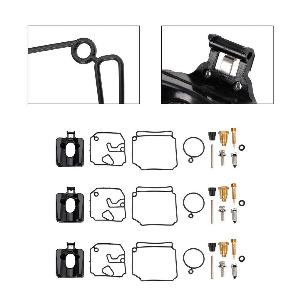 VIPIH Carburetor Carb Rebuild Repair Kit fit for Yamaha 2-Stroke 40HP 50HP Outboard Carburetor 6H4-14985-01-00 6H4-14590-01-00 with Float Gasket Jet Needle Valve O-Ring Seal 3Set