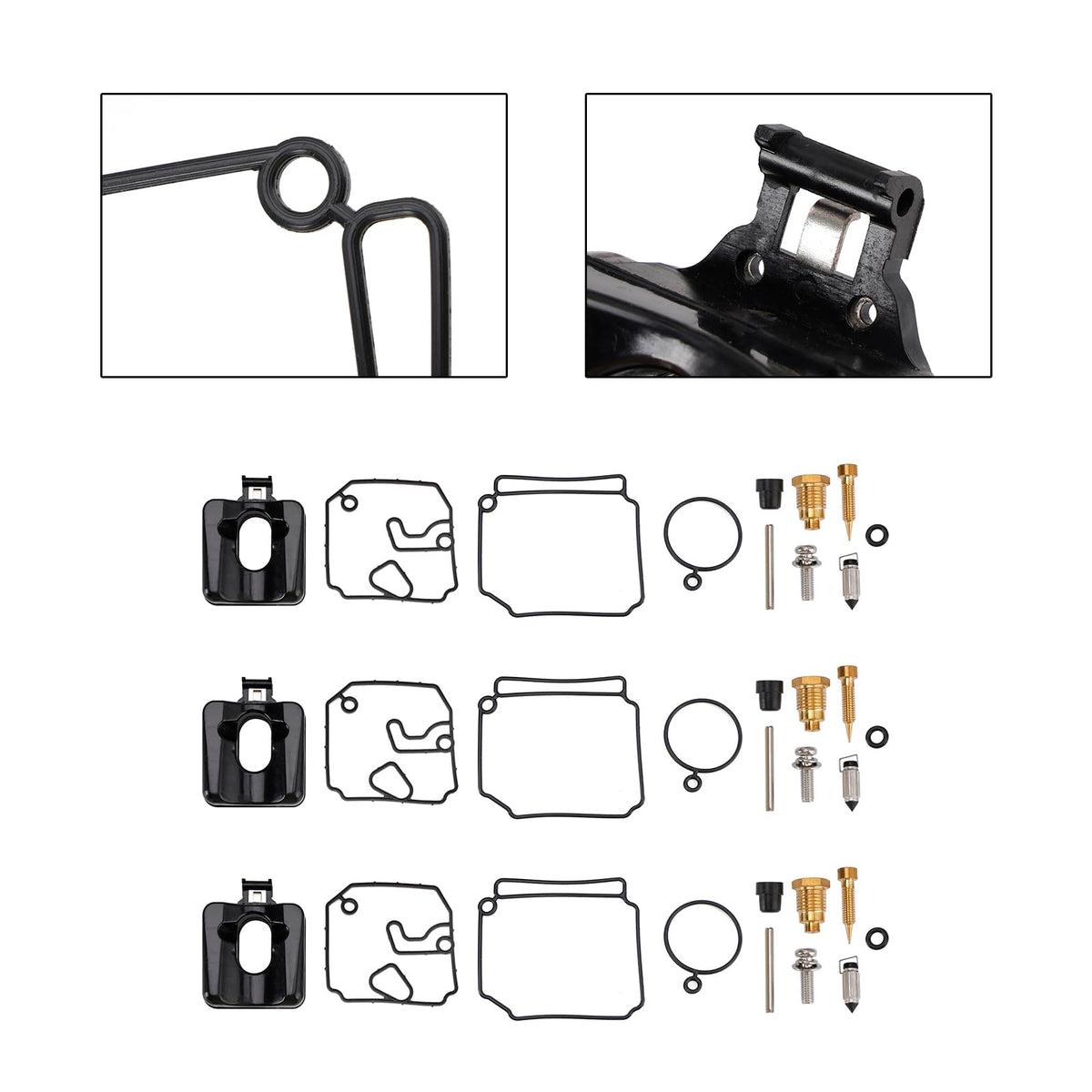 VIPIH Carburetor Carb Rebuild Repair Kit fit for Yamaha 2-Stroke 40HP 50HP Outboard Carburetor 6H4-14985-01-00 6H4-14590-01-00 with Float Gasket Jet Needle Valve O-Ring Seal 3Set
