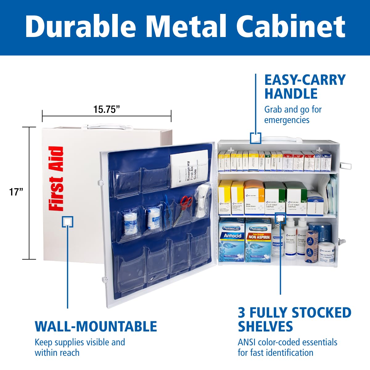150-Person OSHA First Aid Cabinet with Medications