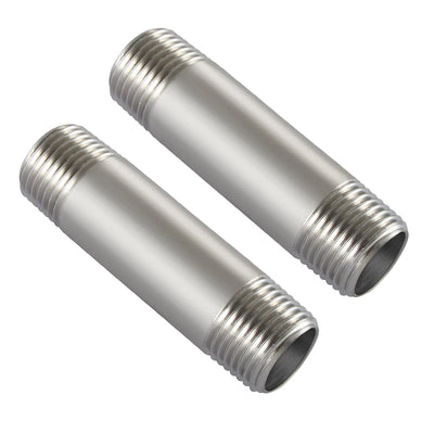 Beduan Stainless 1 NPT Male Threaded 4" Length Nipple Pipe Fitting 2 PCS