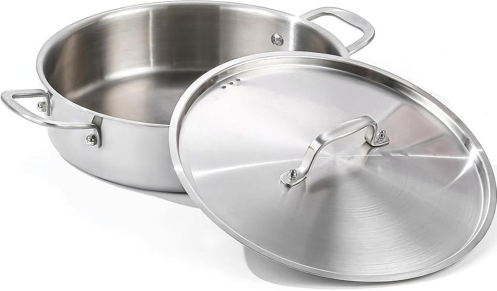 Tri-Ply Stainless Steel 7 Quart Braiser Pan with Lid