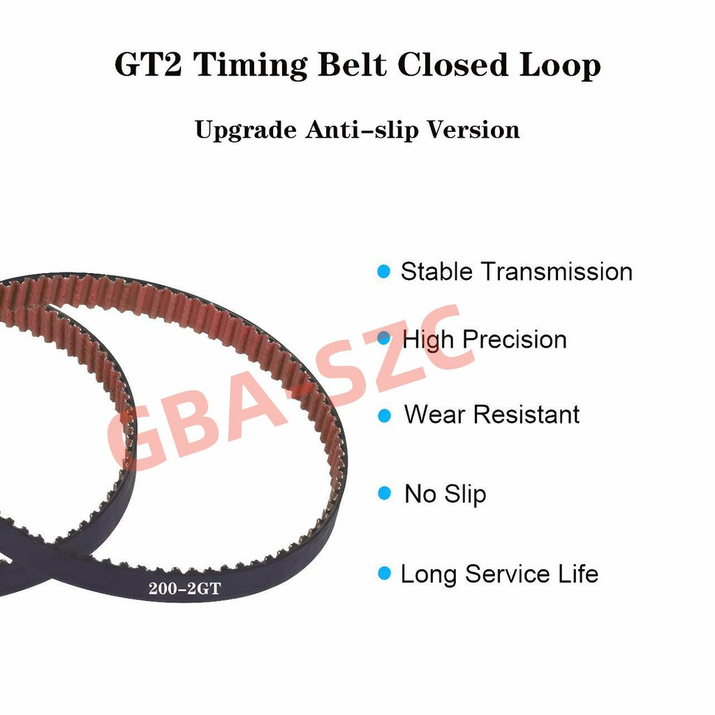 10×200mm GT2 Timing Belt,6mm Width GT2 Closed Loop Belt,Upgrade Nylon Tooth Surface Non-Slip Version for 3D Printer,CNC.