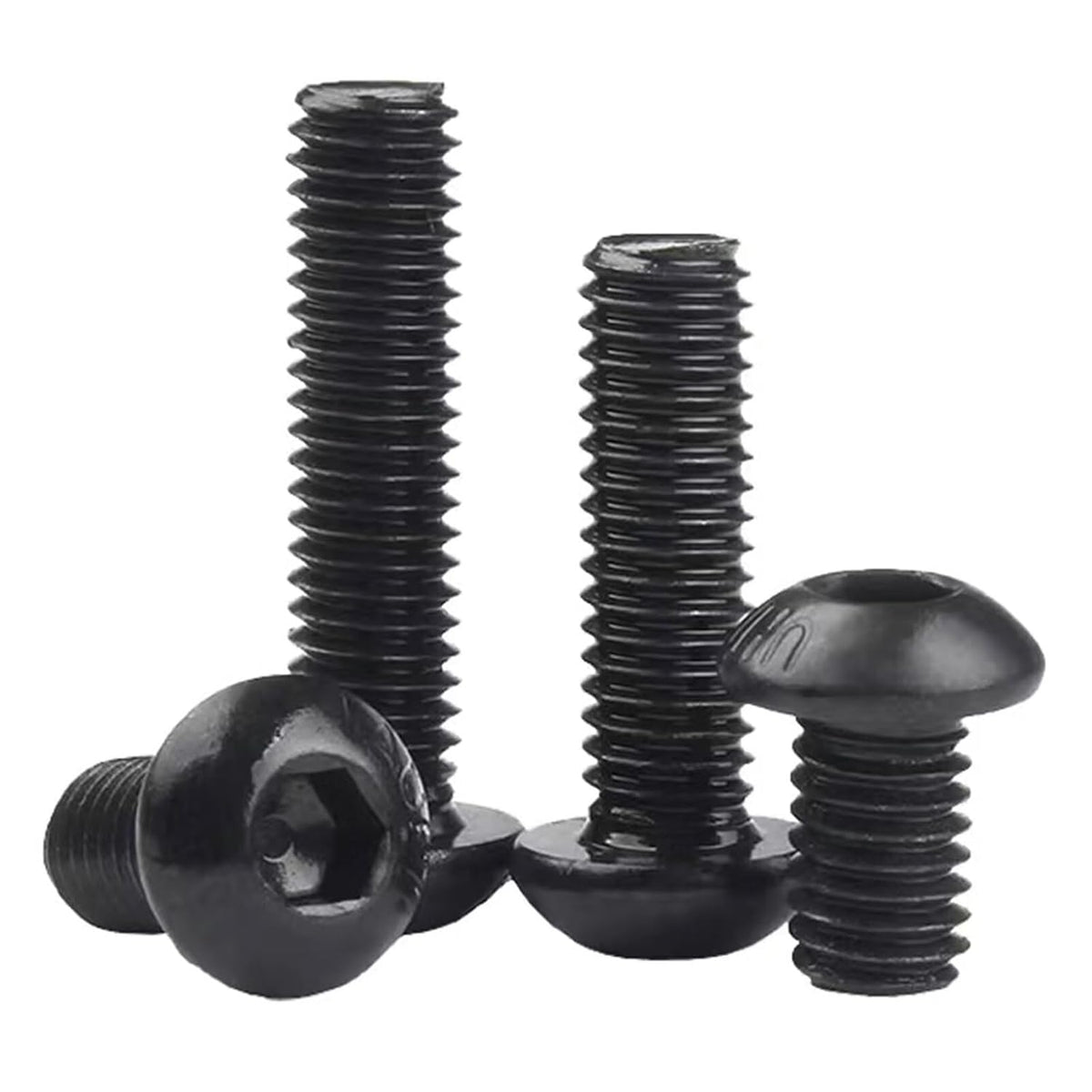 M12-1.75 x 30mm Button Head Socket Cap Screws, 10.9 Grade Alloy Steel, Allen Socket Drive, Black Oxide Finish, Full Thread Quantity 10