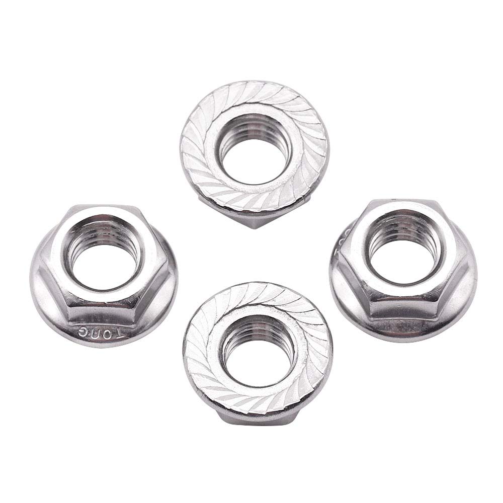 #6-32 (50 Pack) Serrated Flange Hex Nuts, 304 Stainless Steel 18/8 Flange Nuts, UNC Coarse Thread Hex Locknuts