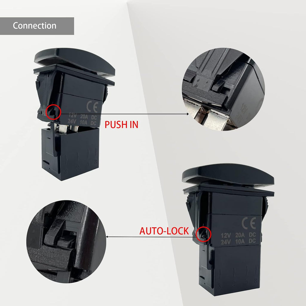 8 Set Rocker Switch Plug Socket with 6.3mm Female Spade Terminals for ARB Carling Switch Connection