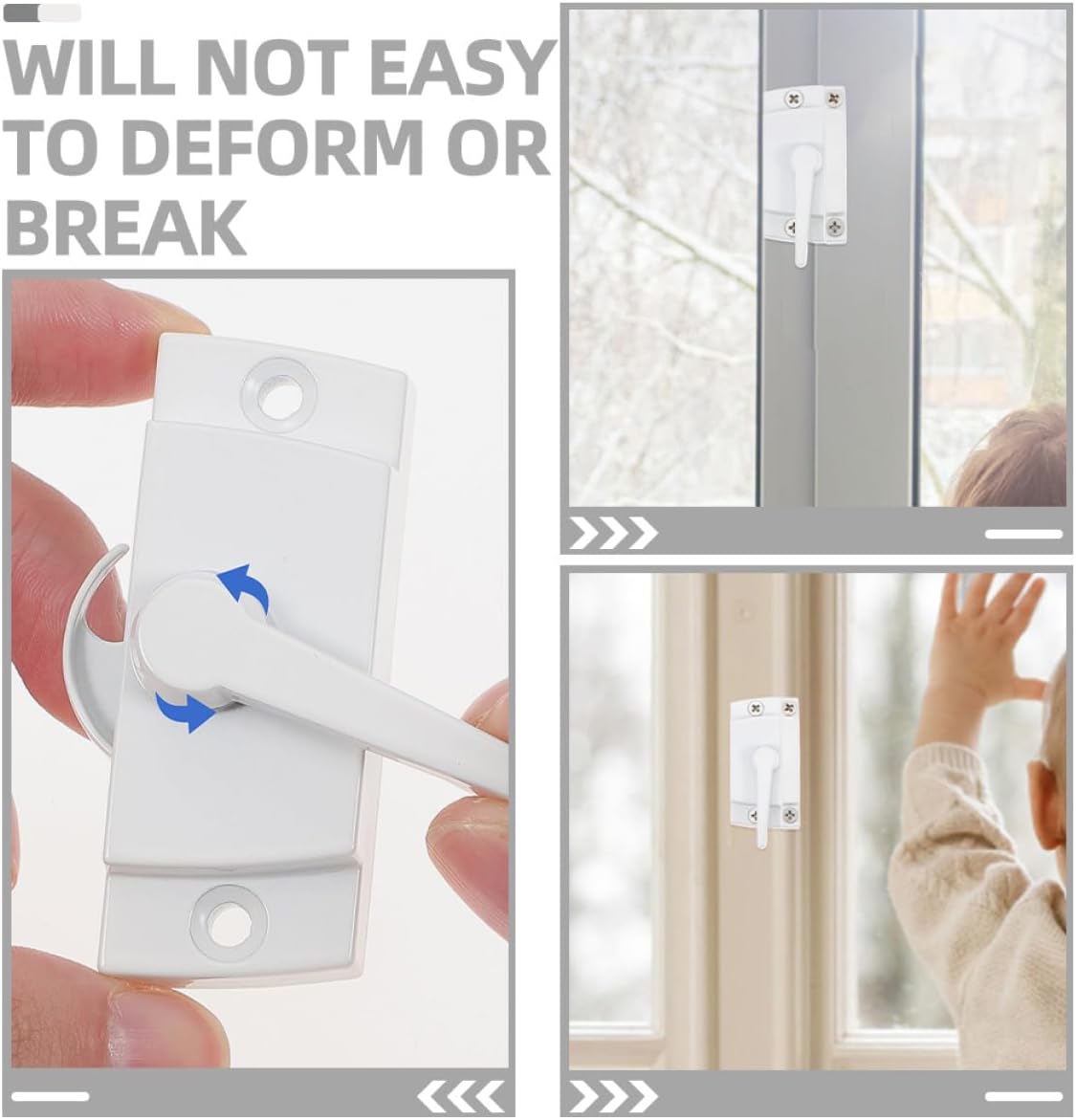 White Zinc Alloy Window Sash Lock 2 Sets for Single Hung Windows
