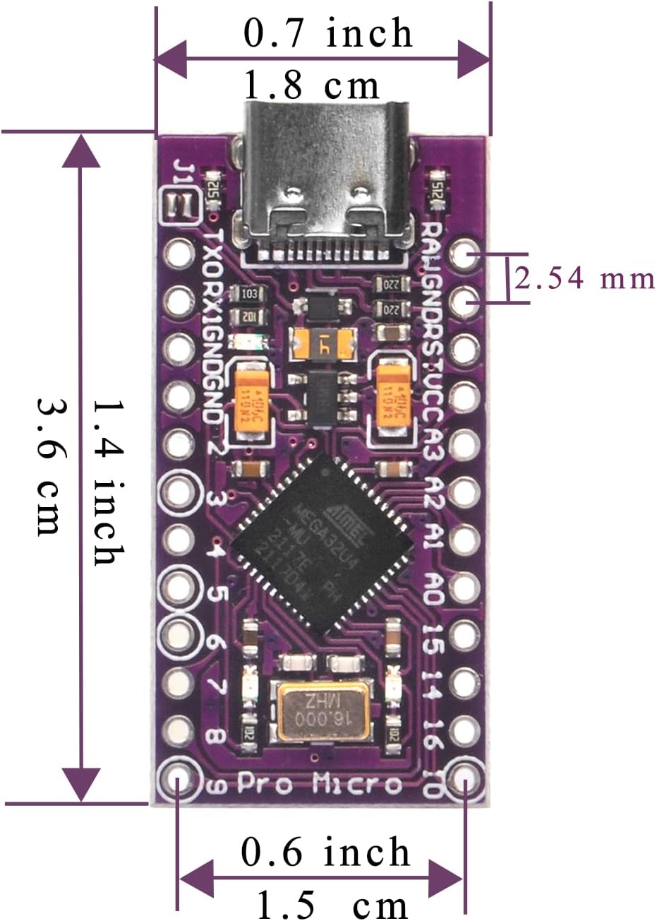 1x Pro Micro Board 5V/16MHz Module Board Type C Port for Arduino Leonardo