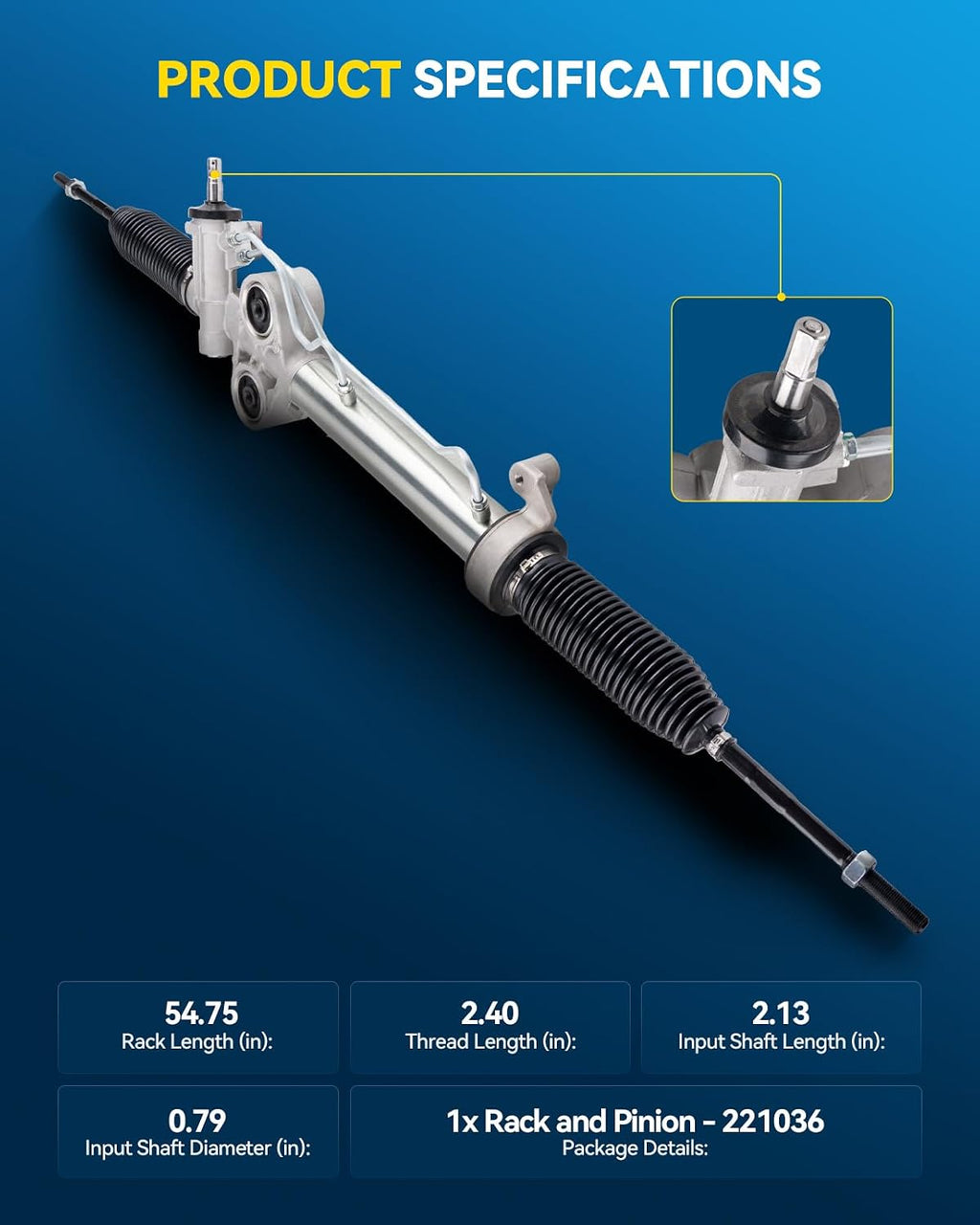 PHILTOP Power Steering Rack and Pinion Assembly Compatible with 2007-2011 Silverado/Sierra 1500 Crew/Extended Cab, 2012-2013 Sierra 1500(Exc. Hybrid) Replace 22-1036