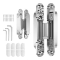 2PCS 7'' Invisible Concealed Door Hinges 180 Degree Swing Hinge (Silver)