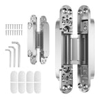 2PCS 7'' Invisible Concealed Door Hinges 180 Degree Swing Hinge (Silver)