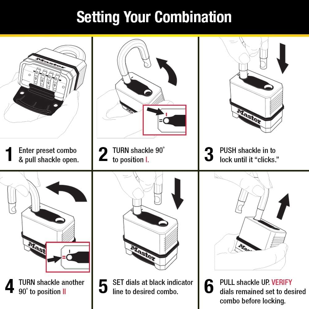 Combination Padlock Heavy Duty Outdoor Resettable Lock M176XDLH | Set Your Own 4-Digit Combination Lock with 2" Wide