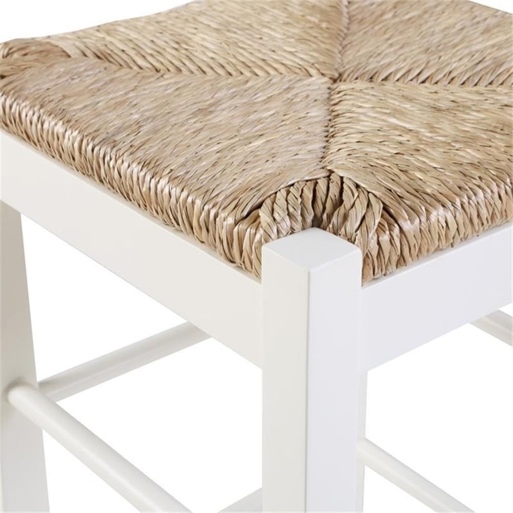Square Rush Backless Counter Height Kitchen Stool - Cream