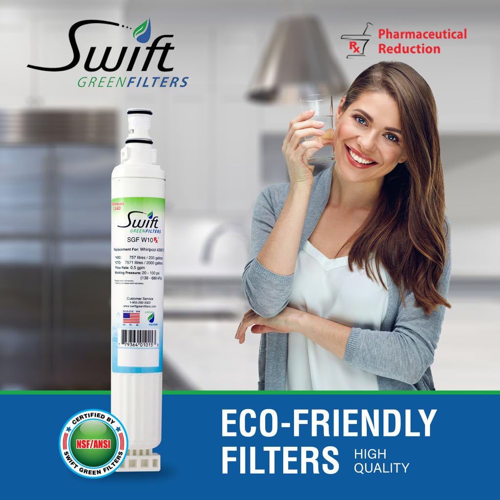 Swift Green Filters SGF-W10 Rx Compatible Refrigerator Water Filter for 4396701, EDR6D1, FILTER 6, 46-9915, (6 Pack) Made in USA