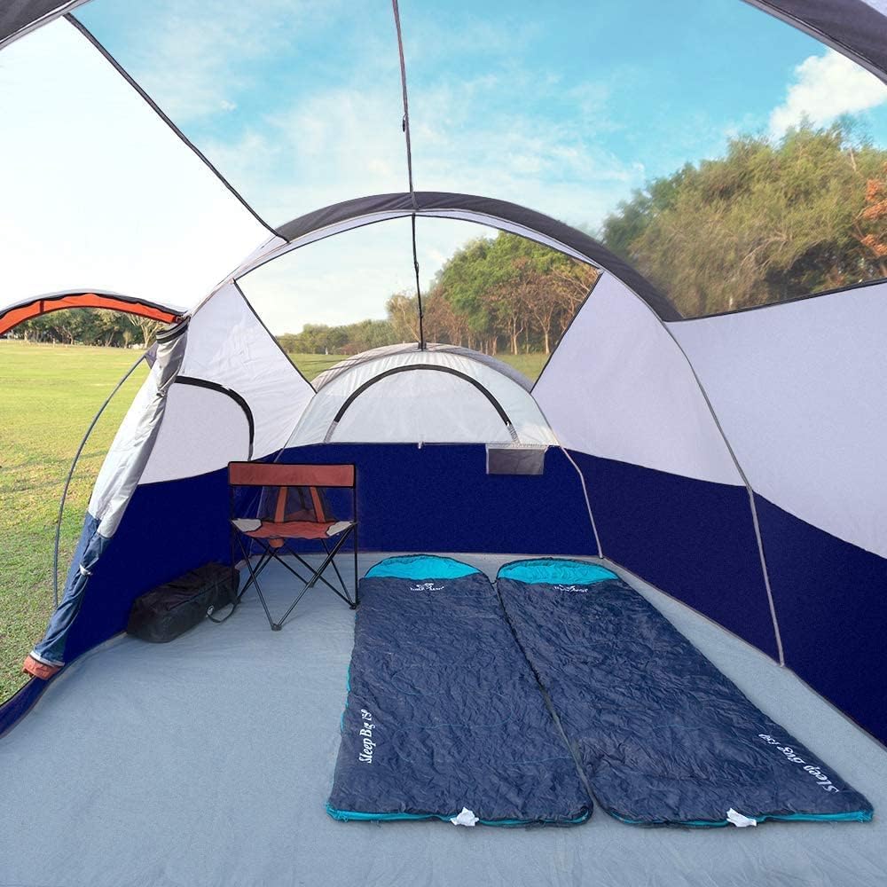 8 Person Camping Tent, Room Divider, Rainfly, Weather Resistant | Family tent with 5 large mesh windows, double-layer