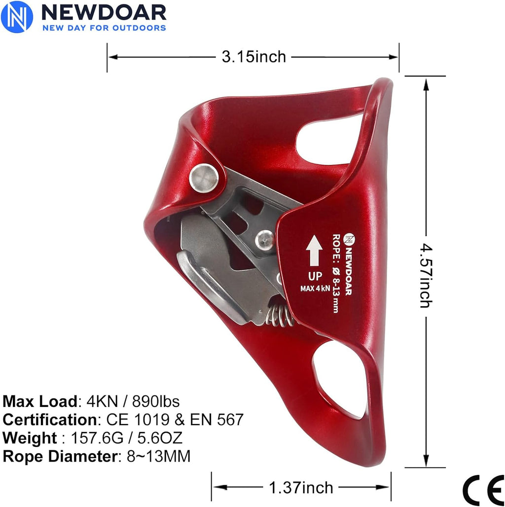 Rock Climbing Chest Ascender Abdominal for Vertical Rope Climbing CE Certified Rope Clamp for 8~13MM Rope