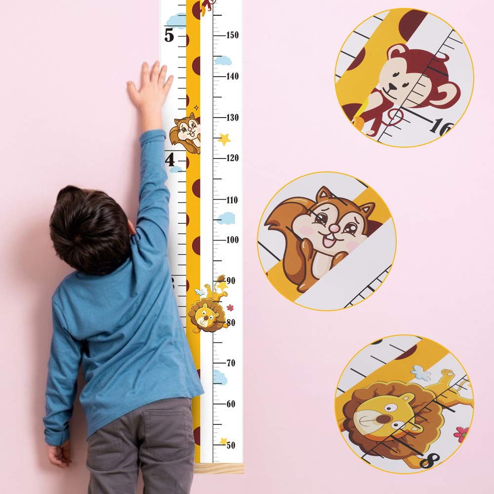 Baby Height Growth Chart, Canvas Height Chart for Kids Baby Child Toddler Boys Girls, Wood Growth Chart for Wall Room