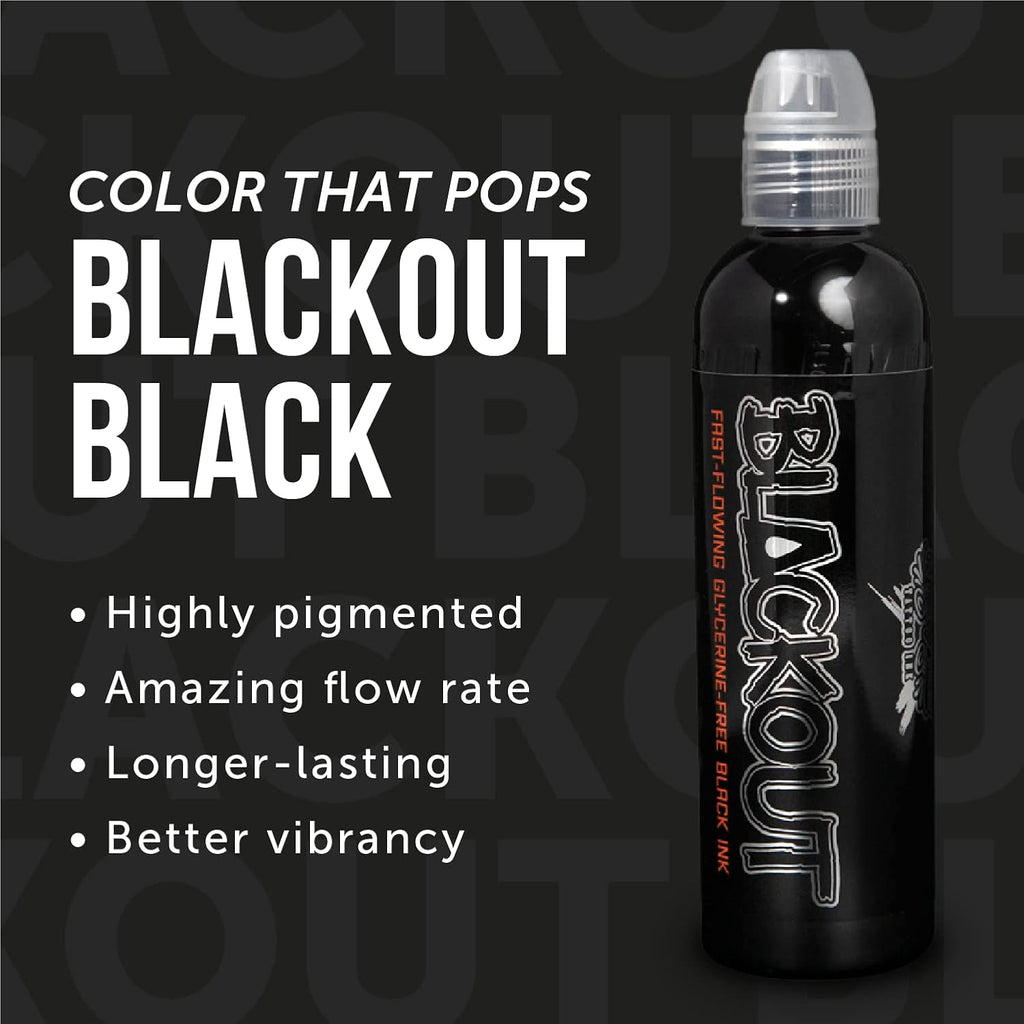World Famous Blackout Black Tattoo Ink - Ultra-Thin, Long Lasting Black Ink for Lining, Shading & Permanent Makeup