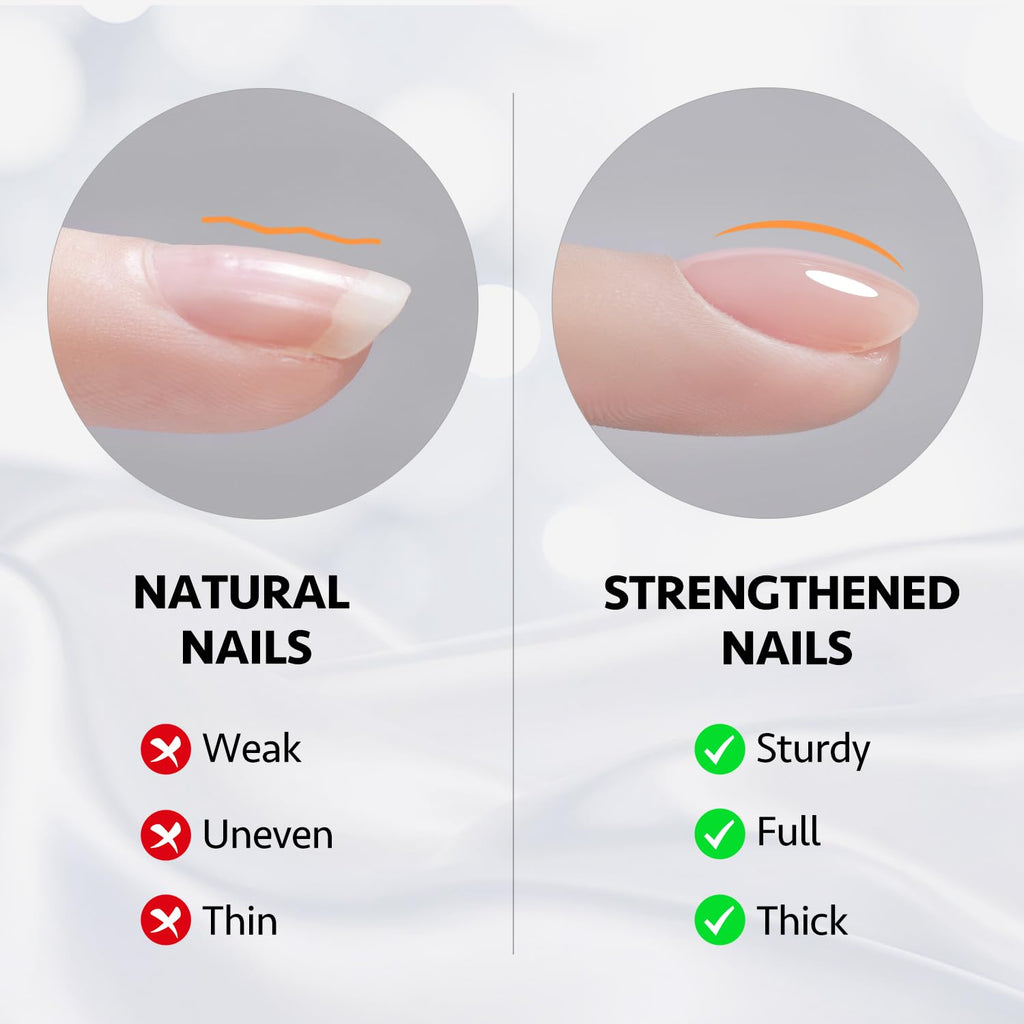 2 Pcs 16ml Clear Builder Gel for Nails, Nail Strengthener in a Bottle, Nail Extension Hard Gel, Soak Off Long Lasting