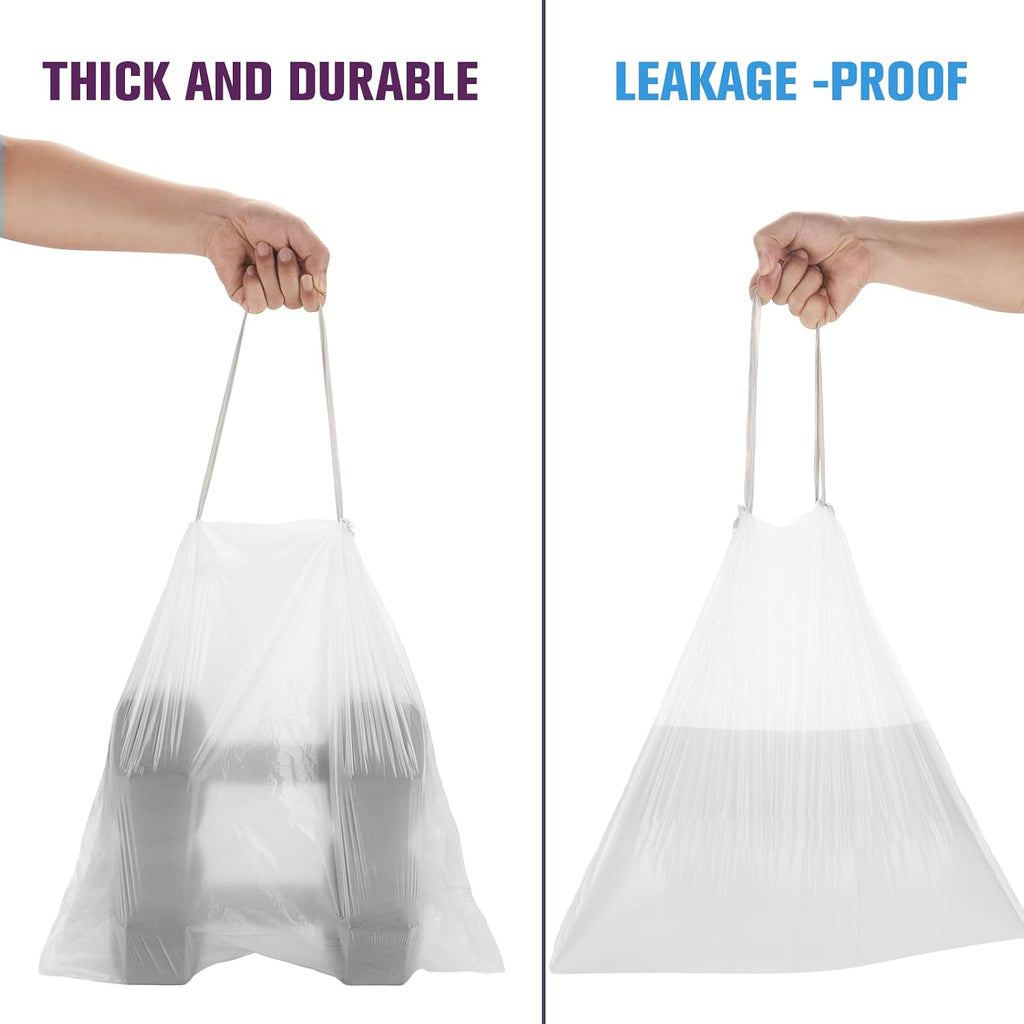 2.6-Gallon Trash Bags Heavy Duty - Heihaily Drawstring Kitchen Garbage Bags for Office/Bathroom, Leak-Proof Design