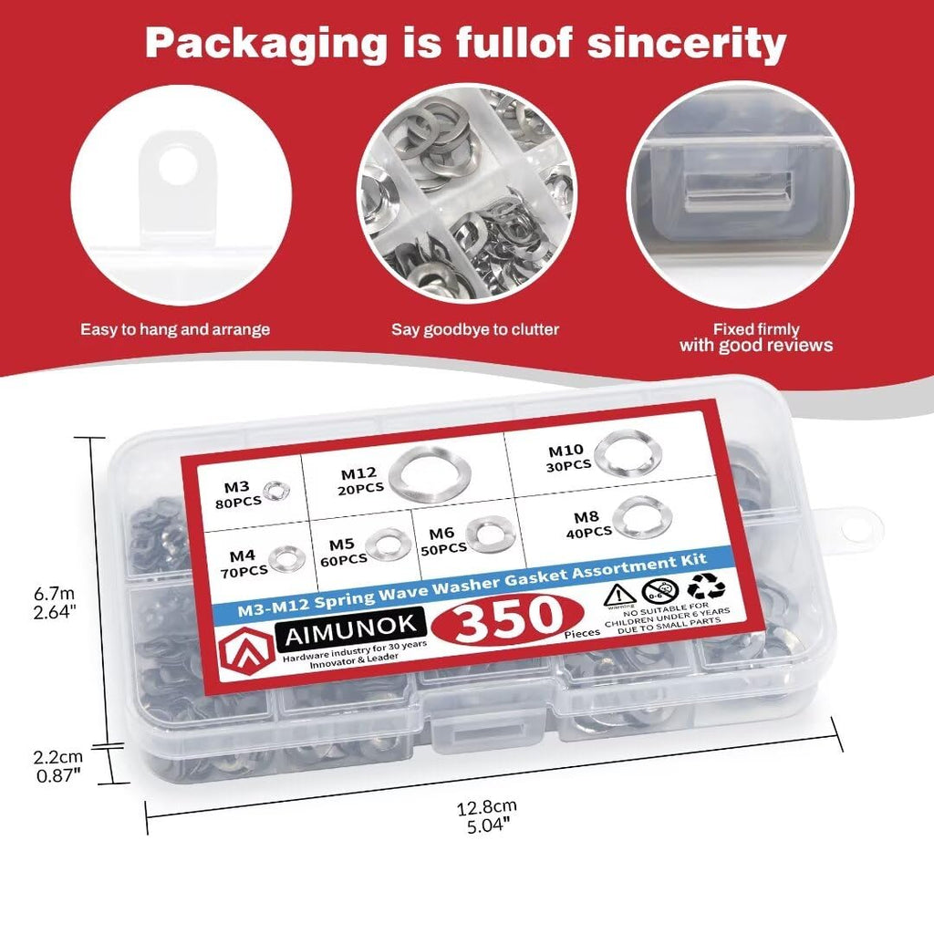 350PCS Spring Wave Washer Gasket Assortment Kit