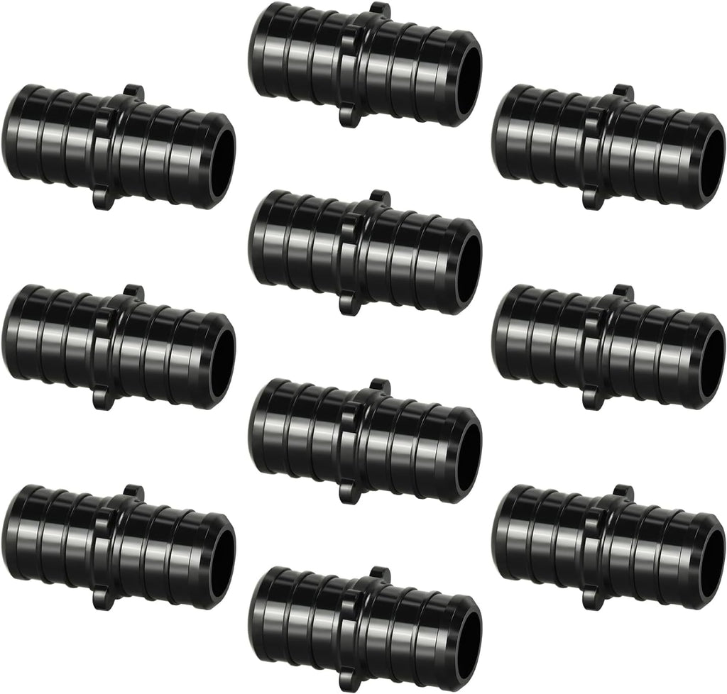 10pcs 3/4" Poly PPSU Barb Crimp PEX Straight Coupling Fitting, No Lead