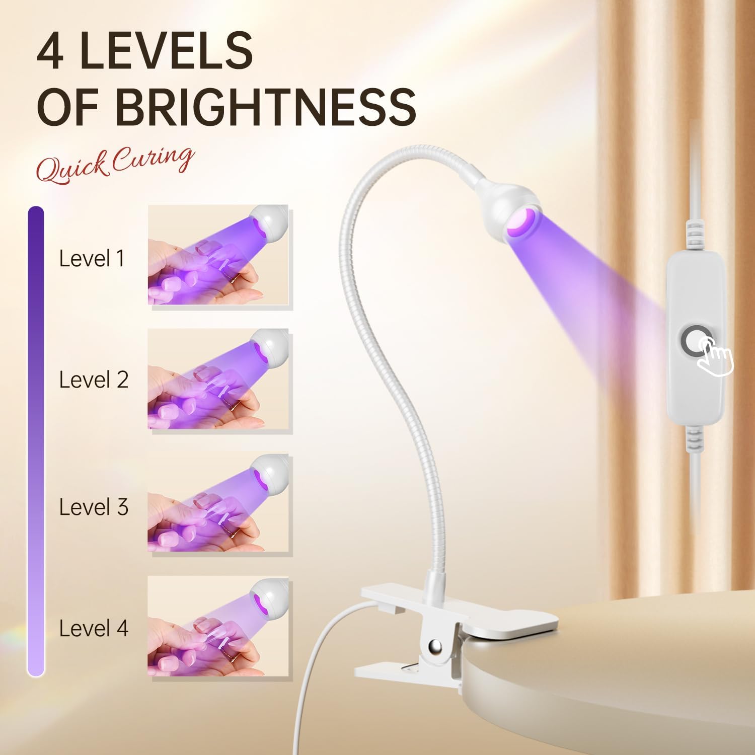 LED Nail Lamps Flexible Gooseneck Lamp Gel Polish Curing Light White | Quicky Dry Nail Manicure Dryer Plug Play