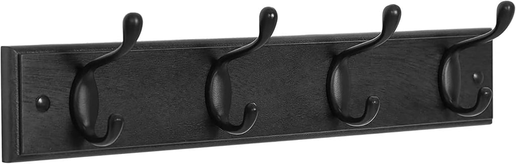 Wall-Mounted Coat Rack, Hook Rack, 4 Dual Metal Hooks