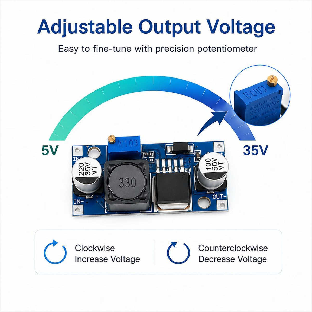 6 PCS XL6009 DC-DC Adjustable Boost Converter Module, 3V-32V Input 5V-35V Output Step Up Voltage Regulator Board, 400KHz Voltage Converter Module for DIY Electronics Projects