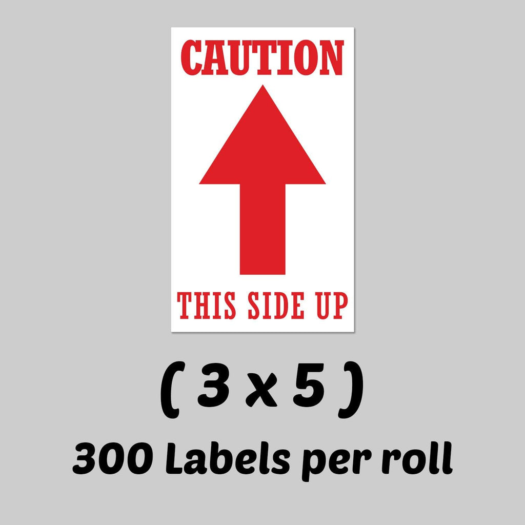Caution This Side UP Sticker Labels, 3 x 5 inch, 300 Labels