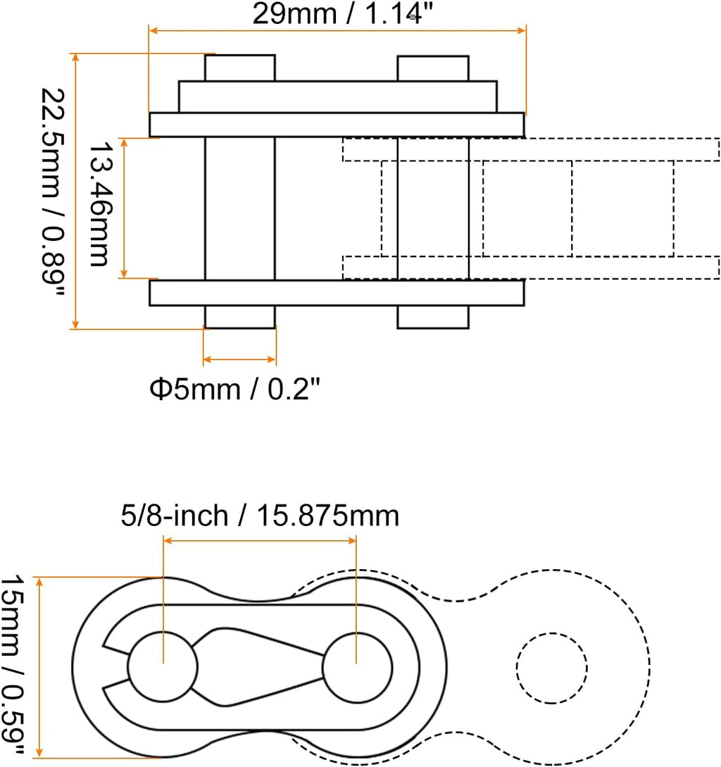 uxcell 4Pcs #50 Chain Master Connector Link Roller 5/8" Pitch Stainless Steel Standard Connecting Split Links for 10A Chain