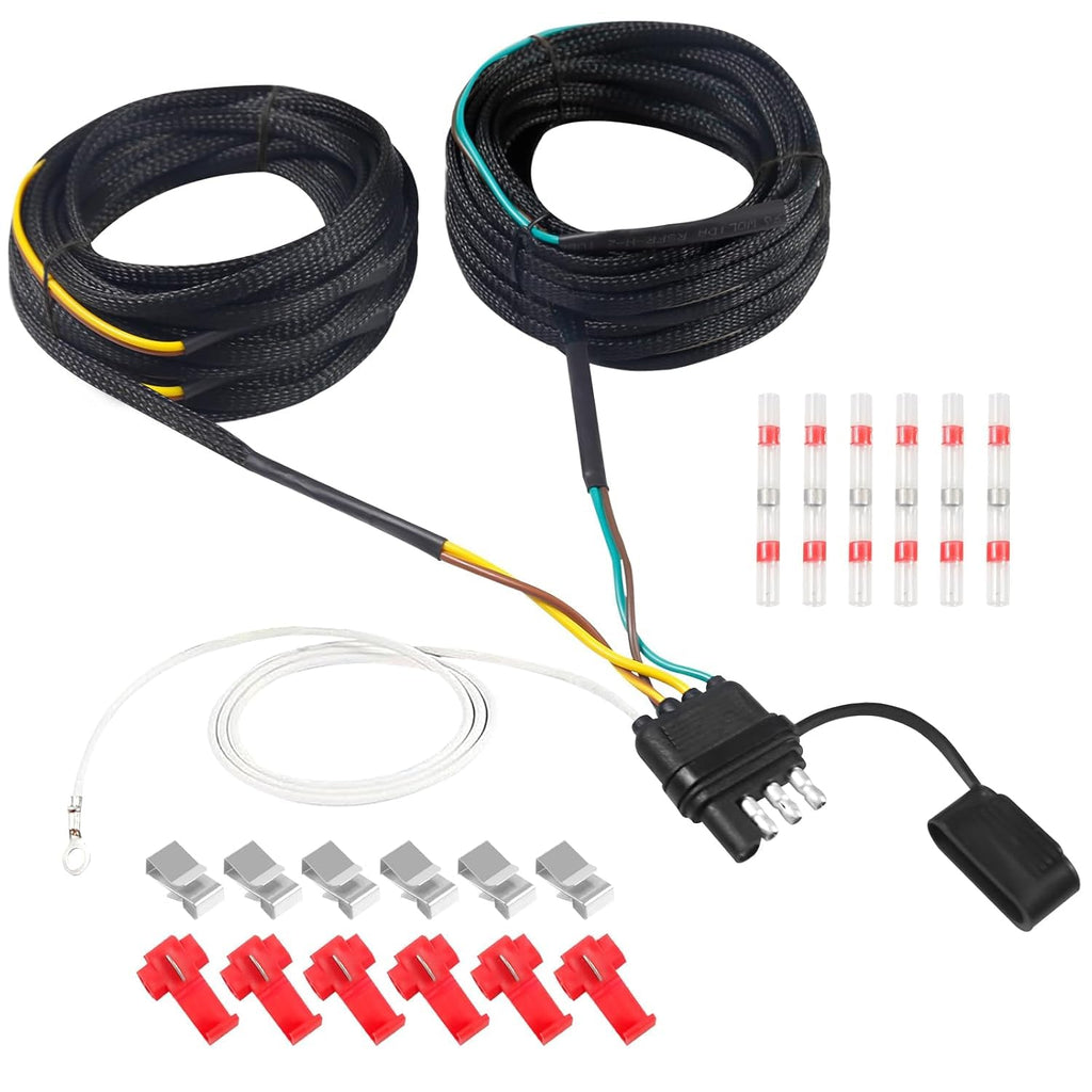 30FT 4 Pin 5 Wire Trailer Wiring Harness Kit,18AWG Pure Copper Wires with Tinned Ends to Prevent Corrosion, for
