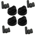Restore Your Stove's Functionality | Universal Control Knob Set for Stoves & Ovens | Black Plastic, 4 Knobs + 12 Adapters for Easy Installation
