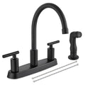 2-Handle Kitchen Faucet with Sprayer 4 Hole, Matte Black